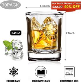 img 3 attached to 🥃 Vivimee 2.2 oz Square Shot Glasses - 30 Pack Heavy Base Bulk Set, Clear Espresso Shot Glass, Small Whiskey Shot Glasses for Vodka, Whiskey, Tequila, Espressos, Spirits & Liquors