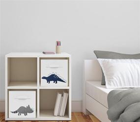 img 3 attached to 🦖 Sweet Jojo Designs Navy Blue and Grey Modern Dino Foldable Storage Cubes - Set of 2