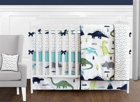 img 2 attached to 🦖 Sweet Jojo Designs Navy Blue and Grey Modern Dino Foldable Storage Cubes - Set of 2