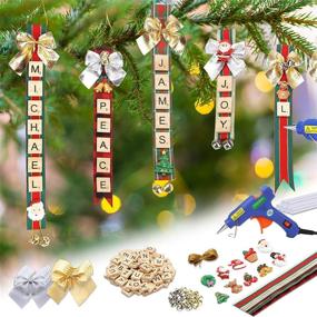 img 4 attached to 🎄 DIY Personalized Christmas Ornaments Kit for Kids & Adults: Decorate with Hot Glue Gun, Ribbon, Letter Tiles, Jingle Bells - Rustic Xmas Decor for Gifts, Stockings & Present Toppers