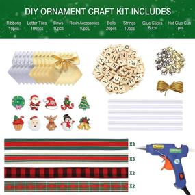 img 2 attached to 🎄 DIY Personalized Christmas Ornaments Kit for Kids & Adults: Decorate with Hot Glue Gun, Ribbon, Letter Tiles, Jingle Bells - Rustic Xmas Decor for Gifts, Stockings & Present Toppers