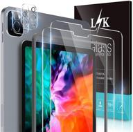 📱 [2+2 bundle] lϟk 2-pack tempered glass screen protector & 2-pack camera lens protector compatible with ipad pro 12.9 2020 | alignment frame, hd clear, case friendly logo