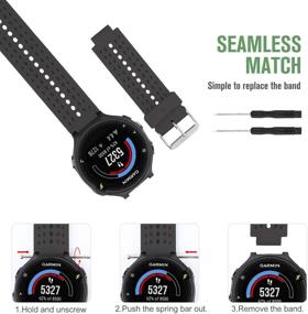 img 1 attached to 📱 Silicone Replacement Watch Bands for Garmin Forerunner 235, 220, 230, 620, 630, 735 Smart Watch - Compatible Bands with Pin Removal Tools