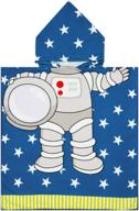 👶 lewelove kids hooded beach bath towel - absorbent cotton cloak pool toddler swim towel for boys girls (blue astronaut) logo