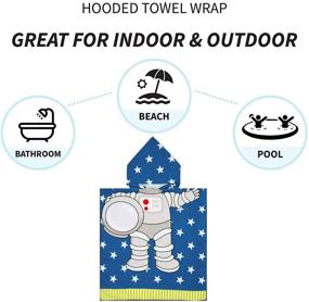 img 2 attached to 👶 LeweLove Kids Hooded Beach Bath Towel - Absorbent Cotton Cloak Pool Toddler Swim Towel for Boys Girls (Blue Astronaut)
