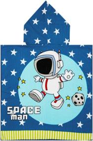 img 3 attached to 👶 LeweLove Kids Hooded Beach Bath Towel - Absorbent Cotton Cloak Pool Toddler Swim Towel for Boys Girls (Blue Astronaut)