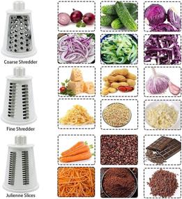 img 2 attached to ABHILWY Rotary Cheese Grater Chopper Vegetable Cutter Slicer: 5 in 1 Manual Mandoline Julienne Shredder 🧀 for Kitchen - Stainless Steel Drum Blades - Ideal for Fruit, Nuts, Onion, Potato Grinding - Onion White