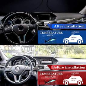 img 2 attached to 🚗 Автомобильный солнцезащитный экран Sharink: Дизайн "Любовь с первого взгляда", складной экран для лобового стекла, поддерживает прохладу в автомобиле и защищает от ультрафиолетовых лучей - 59 x 32 дюйма.