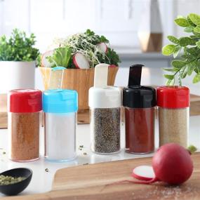 img 1 attached to 🧂 Convenient Set of 2 Plastic Salt and Pepper Shakers with Hinged Lid - Ideal for Camping and Picnics