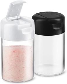 img 4 attached to 🧂 Convenient Set of 2 Plastic Salt and Pepper Shakers with Hinged Lid - Ideal for Camping and Picnics