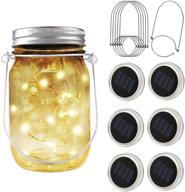 paprma 6 pack solar mason jar lid lights with 20 led fairy string lights and 6 hangers - perfect party, garden, patio, path, and christmas decorations, warm white (jar not included) logo