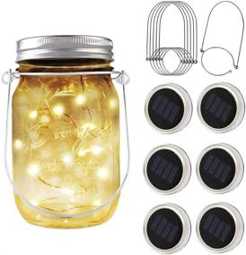 img 4 attached to PAPRMA 6 Pack Solar Mason Jar Lid Lights with 20 LED Fairy String Lights and 6 Hangers - Perfect Party, Garden, Patio, Path, and Christmas Decorations, Warm White (Jar NOT Included)