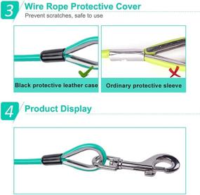 img 1 attached to 🐶 10ft Dog Tie Out Cable - Galvanized Steel Wire Rope with PVC Coating for Small to Medium Pets Up to 80 lbs by AMOFY