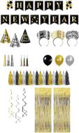 🎉 new year's eve party kit for 12 - assortment of banners, tassel garland, paper hats, tiaras, horns, squawkers, balloons, swirls, and fringe curtains logo