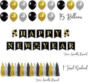 img 3 attached to 🎉 New Year's Eve Party Kit for 12 - Assortment of Banners, Tassel Garland, Paper Hats, Tiaras, Horns, Squawkers, Balloons, Swirls, and Fringe Curtains