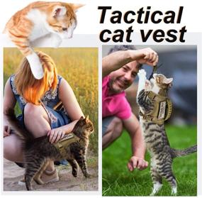 img 1 attached to 🐾 Tactical Cat and Small Dog Harness - Escape Proof, Adjustable Mesh Vest for Walking - Large Cat and Small Dog