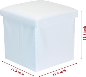 img 3 attached to 🪑 RONSTA Storage Ottoman: Foldable Cube Ottoman with Memory Foam and PU Leather Seat for Children - 12"X12"X12" (PU-White)