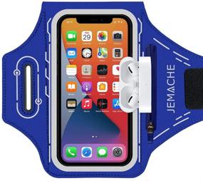 img 4 attached to 📱 JEMACHE iPhone 13 Pro Max Armband with Airpods Pro Holder - Navy Blue