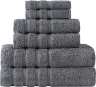 💎 premium classic turkish towel set - 6-piece luxury bath towels for a luxurious bathroom experience - made with 100% usa cotton, fast-drying, incredibly soft and highly absorbent - includes 2 bath, 2 hand, and 2 washcloth towels - elegant grey color logo