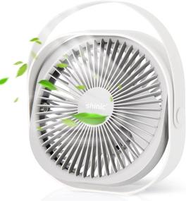 img 4 attached to 🌀 Quiet Desk Fan - 8-Inch, USB Rechargeable, Portable and Powerful, White - Silent Office Fan, 3 Speeds, 360° Rotatable, Lightweight, Battery Operated