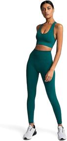 img 4 attached to 🧘 Stay Fit and Stylish with our Women's Yoga Outfit 2 Piece Set - Workout Tracksuit, Sports Bra, High Waist Legging - Active Wear Athletic Clothing Set