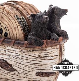 img 3 attached to 🚣 Handmade Canoe Coasters Set - 6 Rustic Full Size Coasters with Charming Black Bear Figurines, Log Cabin Decor, Lodge Decorations, Black Bear Decor for Cabin Rustic Home