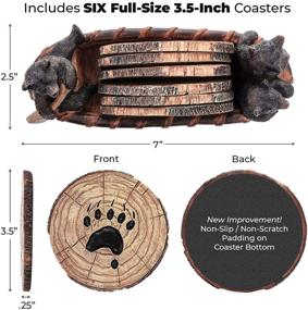 img 2 attached to 🚣 Handmade Canoe Coasters Set - 6 Rustic Full Size Coasters with Charming Black Bear Figurines, Log Cabin Decor, Lodge Decorations, Black Bear Decor for Cabin Rustic Home