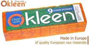 img 3 attached to 🍊 Okleen Orange Multi Use Scrub Sponge - 9 Pack, Heavy Duty and Non Scratch, Made in Europe