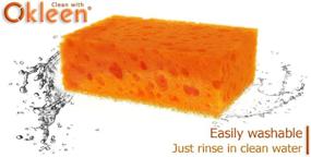 img 2 attached to 🍊 Okleen Orange Multi Use Scrub Sponge - 9 Pack, Heavy Duty and Non Scratch, Made in Europe