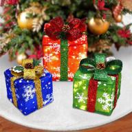 🎁 vibrant outdoor christmas decorations - set of 3 lighted gift boxes with 60 led lights - perfect for indoor and outdoor xmas tree - clearance sale! logo