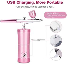 img 2 attached to Yofuly Handheld Mini Airbrush Kit: Cordless Rechargeable Pink Makeup Machine for Nail Art, Barber, Model Painting – Includes 2 Capacity Cups