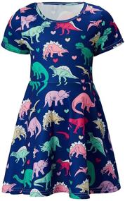 img 4 attached to 🦖 Dazzling ALISISTER Dinosaur Sundress: Trendy Crew Neck Birthday Girls' Clothing in Dresses