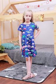 img 3 attached to 🦖 Dazzling ALISISTER Dinosaur Sundress: Trendy Crew Neck Birthday Girls' Clothing in Dresses