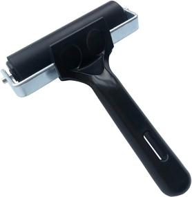 img 4 attached to 🖌️ Benvo Rubber Brayer 4 inch Rubber Roller: Perfect for Printmaking, Painting, Glue Application, Wallpaper & Stamping - Anti Skid Construction Tools with Hard Rubber Drum (Black, Classic Version)