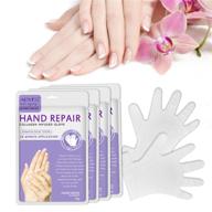 🧤 exfoliating gloves 3 pack - hand peel mask, moisturizing hand masks - plant-based home hand spa for repairing rough skin - ideal gift for men and women (honey milk and lavender scented) logo