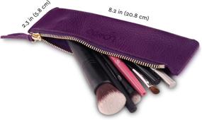 img 3 attached to 🖊️ Londo Zippered Genuine Leather Pen and Pencil Case Cosmetic Pouch: Sleek and Versatile Organizer for Pens, Pencils, and Cosmetics