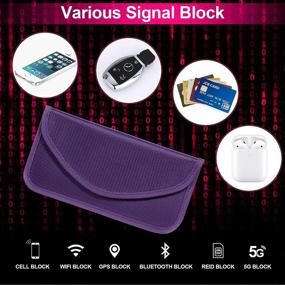 img 1 attached to Frienda Faraday Key Fob Bags: 3-Piece Phone Signal Blocking Pouches for RFID Car Key Protection - Purple, Rose Red, Red