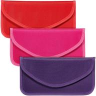 frienda faraday key fob bags: 3-piece phone signal blocking pouches for rfid car key protection - purple, rose red, red logo