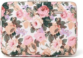 img 3 attached to 📚 Kayond Canvas Water-Resistant Notebook Sleeve for 11.6 Inch Laptop with 11 Pockets Tablet (11-11.6 inch, White Camellia)