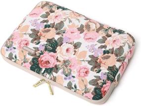 img 1 attached to 📚 Kayond Canvas Water-Resistant Notebook Sleeve for 11.6 Inch Laptop with 11 Pockets Tablet (11-11.6 inch, White Camellia)