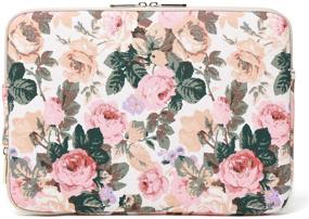 img 2 attached to 📚 Kayond Canvas Water-Resistant Notebook Sleeve for 11.6 Inch Laptop with 11 Pockets Tablet (11-11.6 inch, White Camellia)