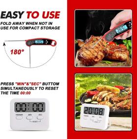 img 3 attached to QUTTUP Probe Thermometer with Kitchen Timer - Multifunctional Digital Cooking Thermometer and Candy Thermometer with Folding Probe, Backlight & Calibration Function - Ideal for Kitchen, Outdoor Grilling, BBQ