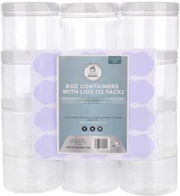 img 4 attached to 🔒 Water-tight Lid Slime Containers (8 oz, 12 Pack) - Clear Plastic Jars with Labels - Ideal for Slime Kits - BPA Free