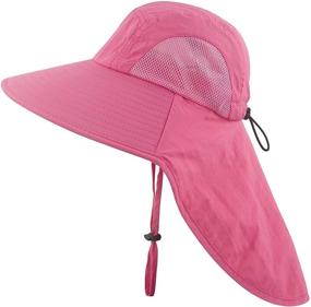 img 4 attached to 🧢 Stylish and Protective: Muryobao Kids Girls Boys Sun Hat - UPF50+ Wide Brim with Neck Flap and Mesh