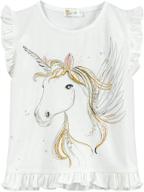 cute and comfy toddler baby girl ruffle sleeve cotton t shirts: unicorn dinosaur tank tops tee logo