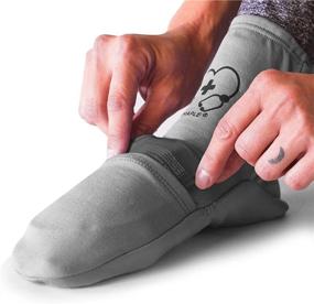 img 4 attached to Women's Cold Therapy Socks with Anti-Slip Material - Ultimate Ice Pack for Plantar Fasciitis, Neuropathy, Chemotherapy, Arthritis, Ankle &amp; Heel Pain Relief - INCLUDES Compression Strap and Storage Bag (Grey, Medium 7-11)