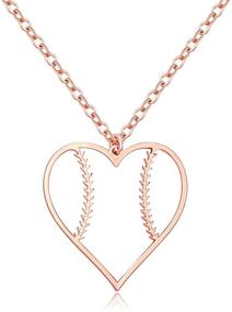 img 2 attached to Girls' SENFAI Heart Necklace - Stainless Steel Basketball Football Design