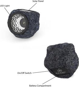 img 2 attached to Solar-Powered Rock Outdoor Lights: 4-Piece All-Weather Faux-Stone LED Solar Lights Set (Black) by Pure Garden - Ideal for Paths, Gardens, and Landscaping