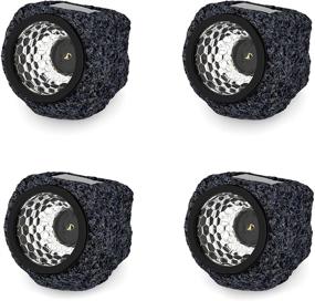 img 4 attached to Solar-Powered Rock Outdoor Lights: 4-Piece All-Weather Faux-Stone LED Solar Lights Set (Black) by Pure Garden - Ideal for Paths, Gardens, and Landscaping