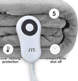 img 2 attached to 🔥 Heated Throw Electric Blanket: 50" x 60" Plush Fast Heating, ETL Certified with 5 Heat Levels, Auto Off & Machine Washable